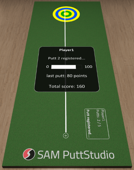 Picture of the Bullseye game in the SAM PuttStudio